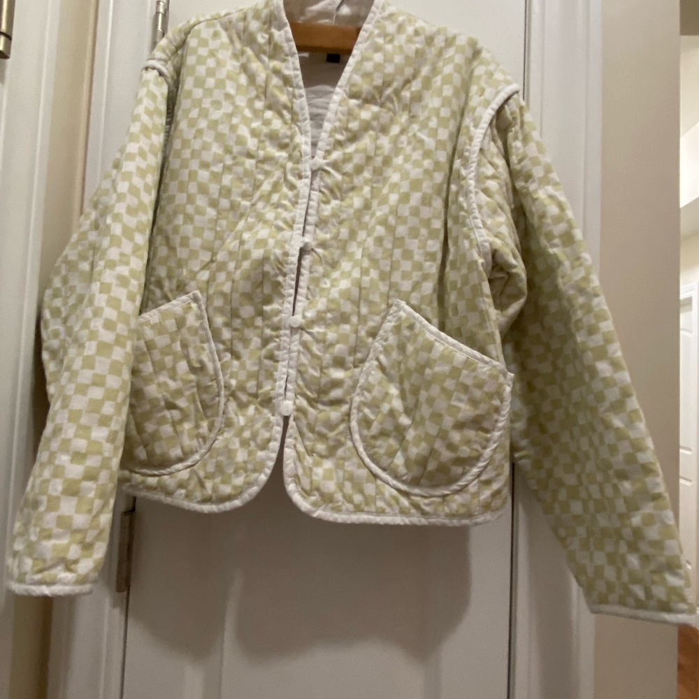 Gingham Universal Thread bomber jacket.